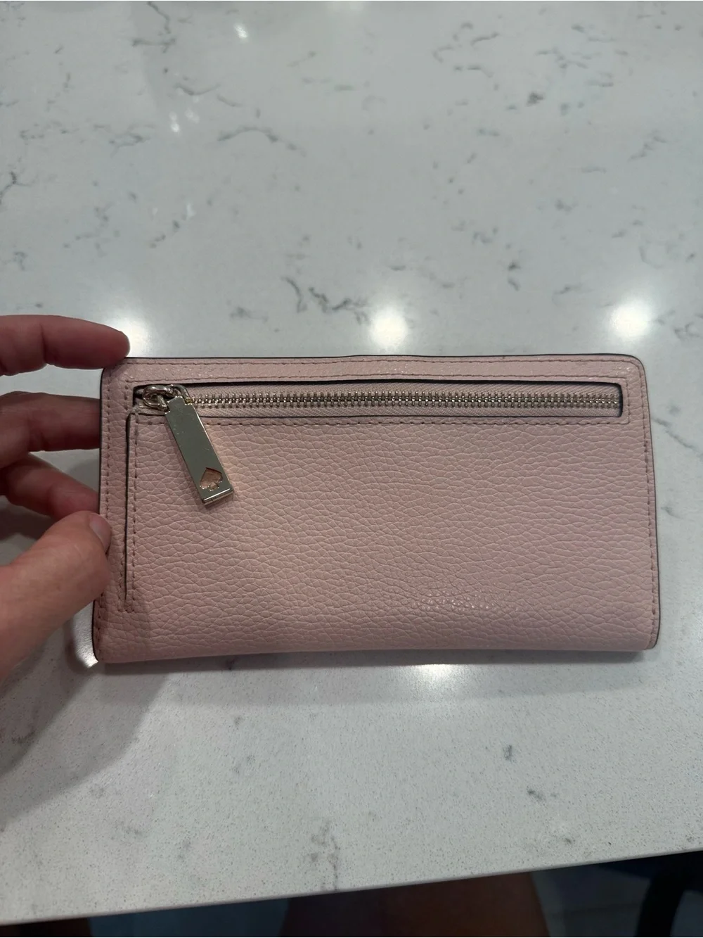 kate spade Soft Pink Pebbled Leather Zip Wallet